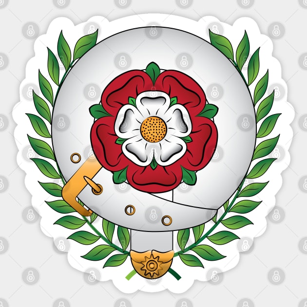 Rose, Knight, and a Laurel Wreath Sticker by DQDesigns By Chele